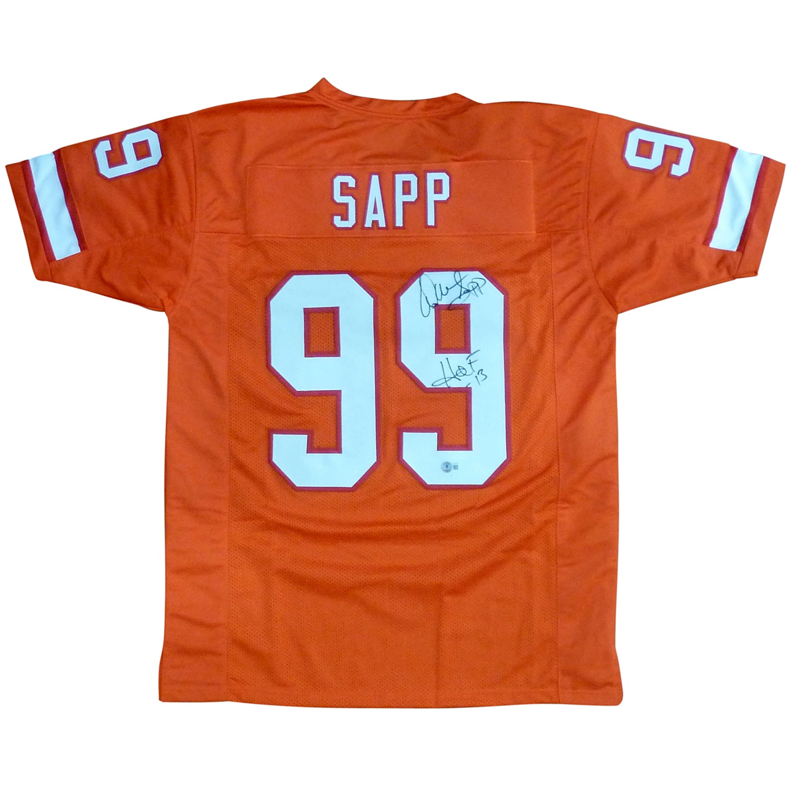 PRESALE - WARREN SAPP AUTOGRAPHED TAMPA BAY BUCS CUSTOM CREAMSICLE JERSEY