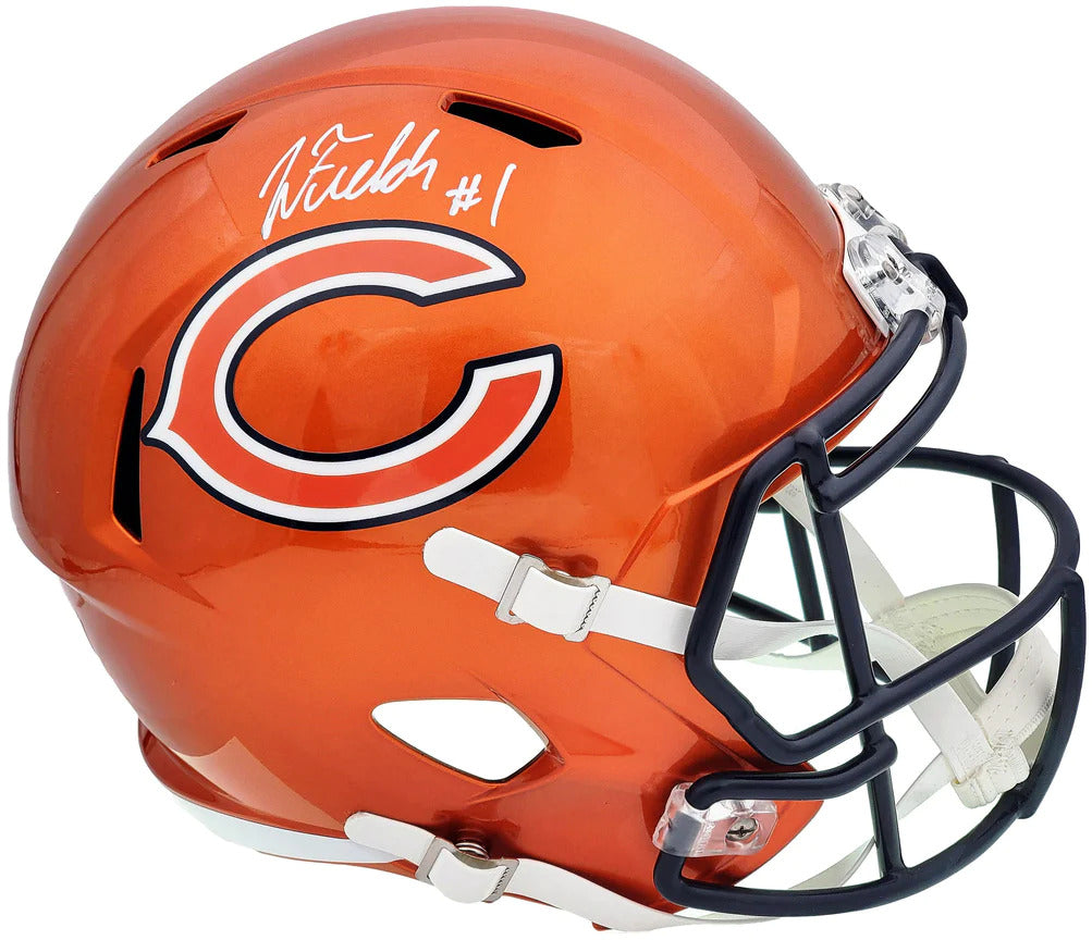 Justin Fields Autographed Chicago Bears (FLASH Alternate) Deluxe Full-Size Replica Helmet - Beckett