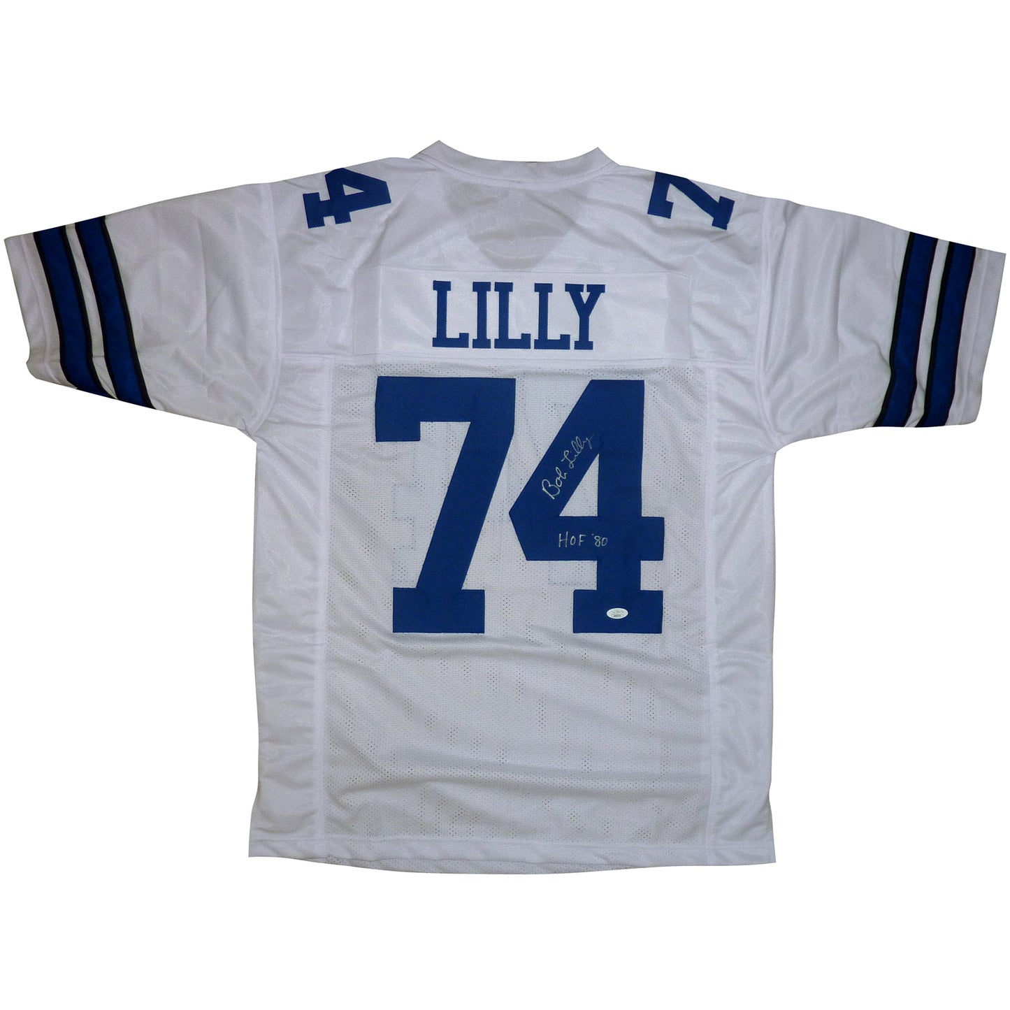 Bob Lilly Autographed Dallas (White #74) Custom Jersey w/ HOF 80 - JSA