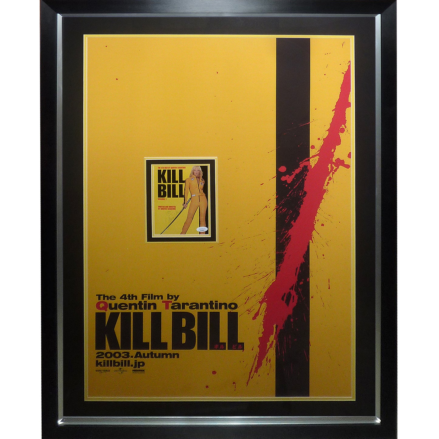 Kill Bill Full-Size Movie Poster Deluxe Framed with Uma Thurman Autograph - JSA