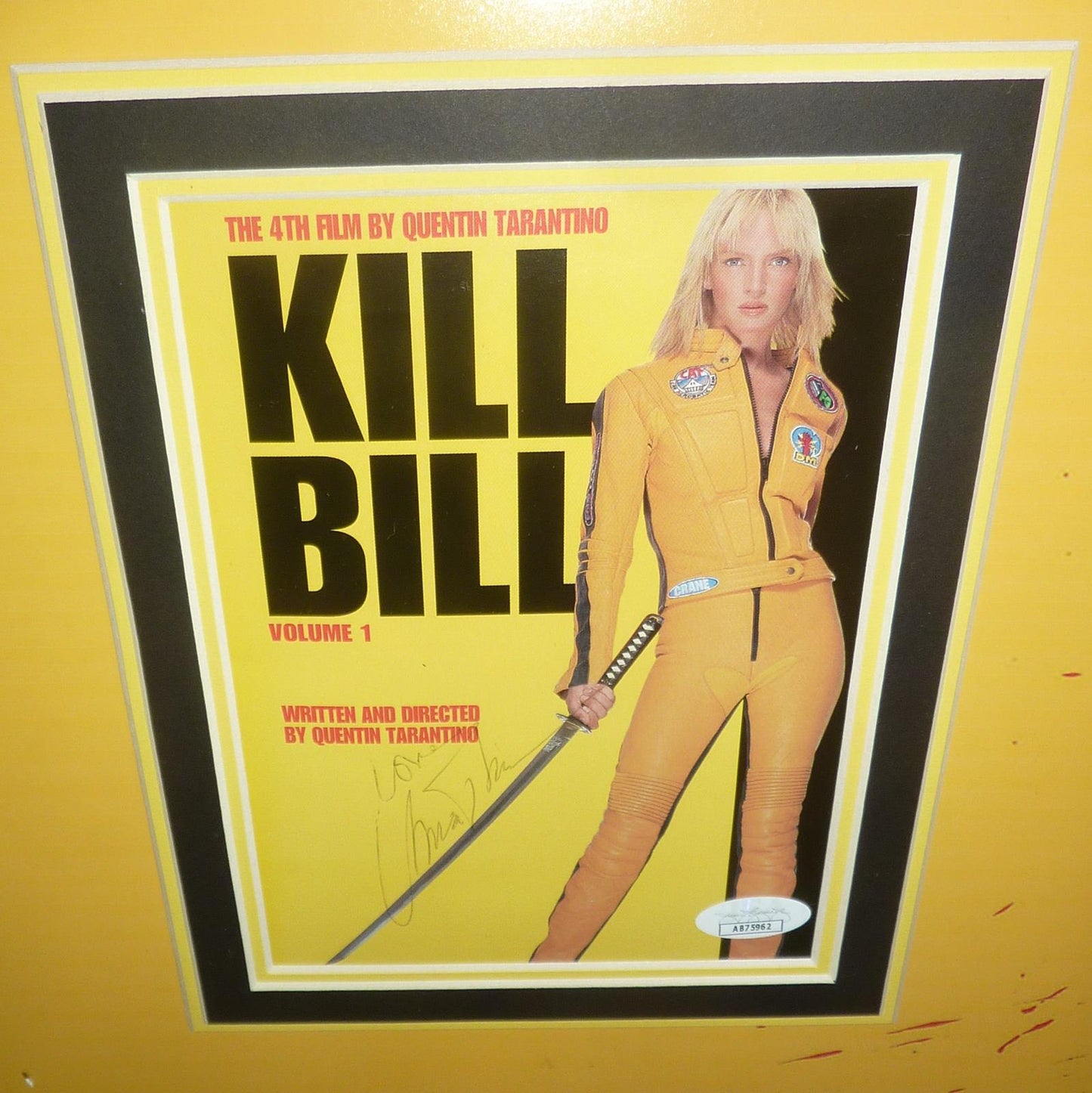 Kill Bill Full-Size Movie Poster Deluxe Framed with Uma Thurman Autograph - JSA