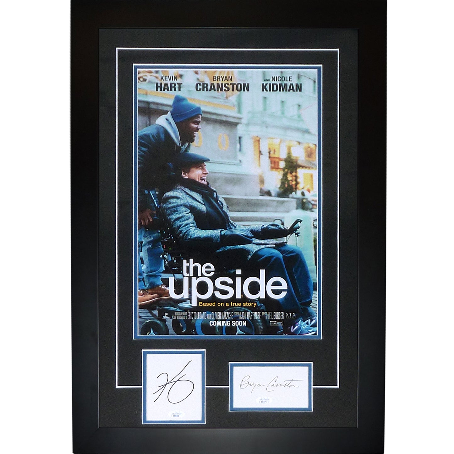 The Upside 11x17 Movie Poster Deluxe Framed with Bryan Cranston And Kevin Hart Autographs - JSA