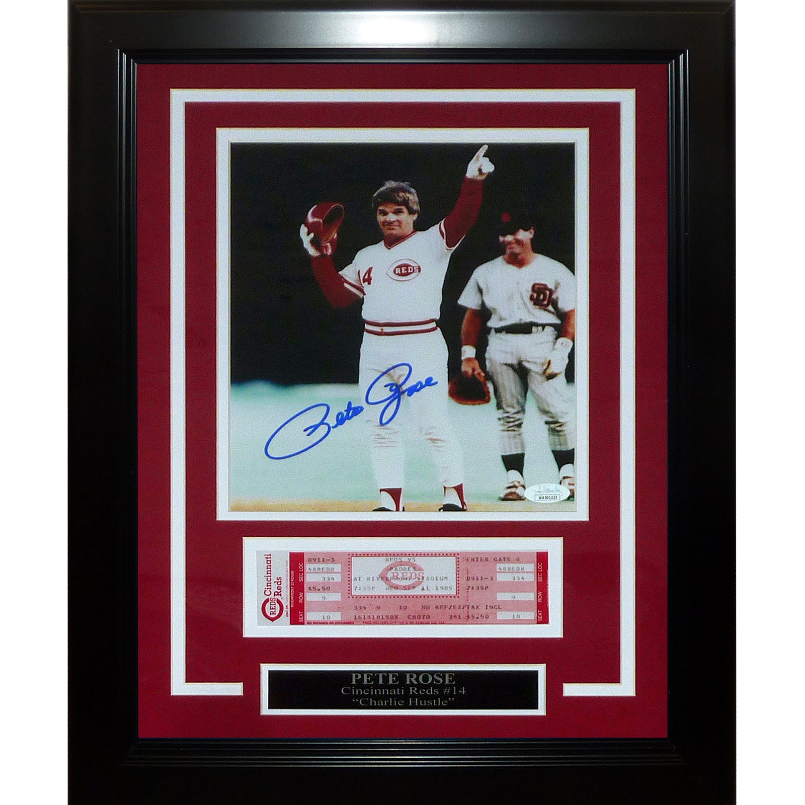 Pete Rose Autographed Cincinnati Reds (4192 Hit) Framed 8×10 Photo