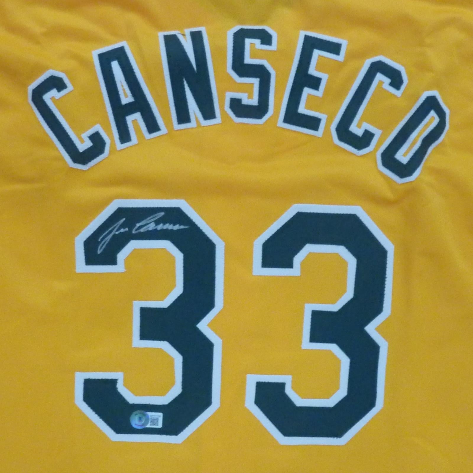 Oakland As Custom selling jersey signed by Jose Canseco