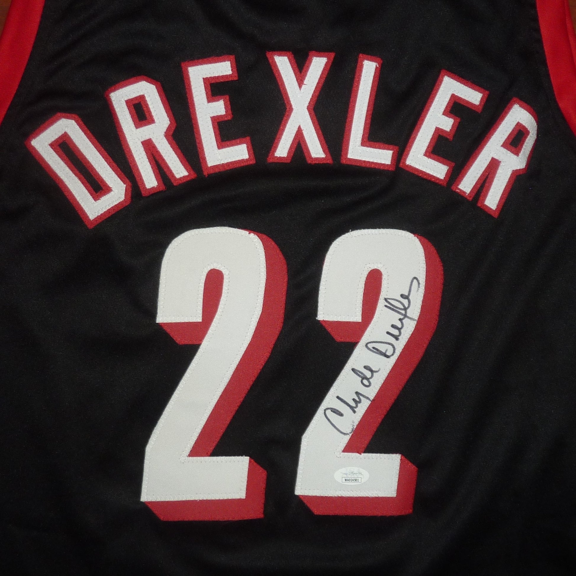 Clyde Drexler Authentic Signed Red Pro Style Framed Jersey BAS Witnessed
