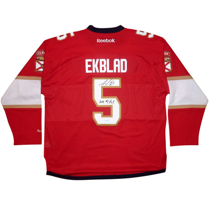 Aaron Ekblad Autographed Florida Panthers (Red #5) Reebok Hockey Jersey  Upper Deck UDA