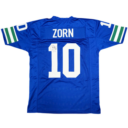 Jim Zorn Autographed Seattle Seahawks (Blue #10) Custom Jersey - MCS