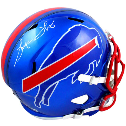 Thurman Thomas Autographed Buffalo Bills (FLASH Alternate) Deluxe Full-Size Replica Helmet - Beckett