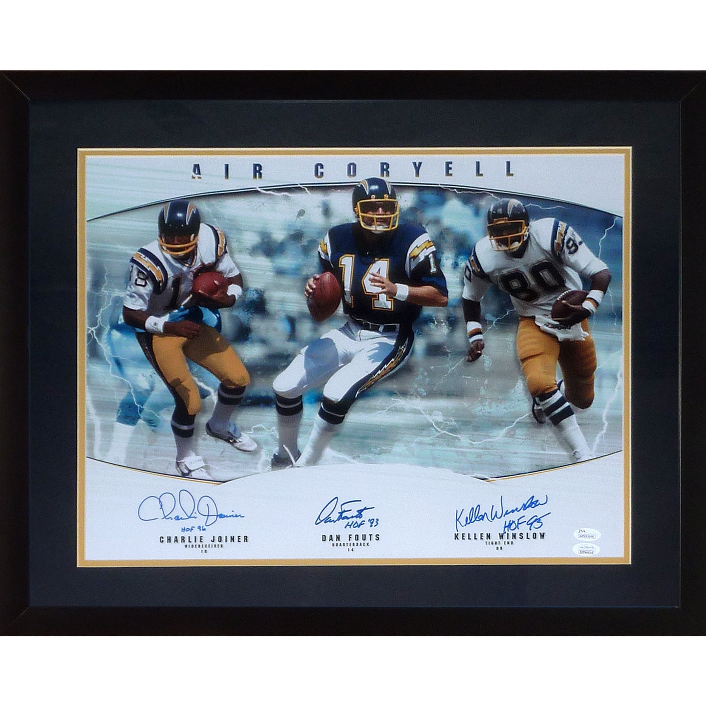 Dan Fouts, Charlie Joiner And Kellen Winslow Autographed San Diego Chargers "Air Coryell" Framed 16x20 Photo - JSA