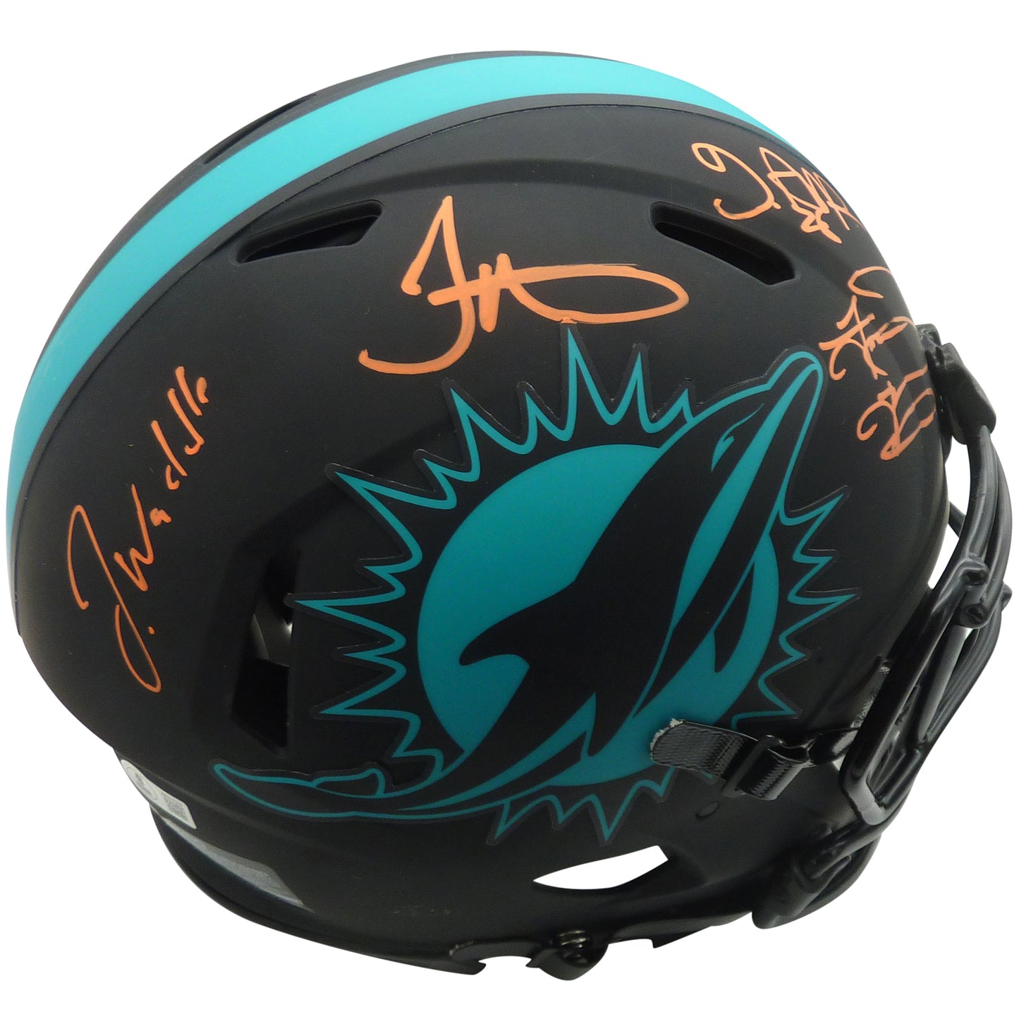 Achane , Hill , Tagovailoa and Waddle Autographed Miami Dolphins (ECLIPSE Alternate) Authentic Proline Helmet - Fanatics