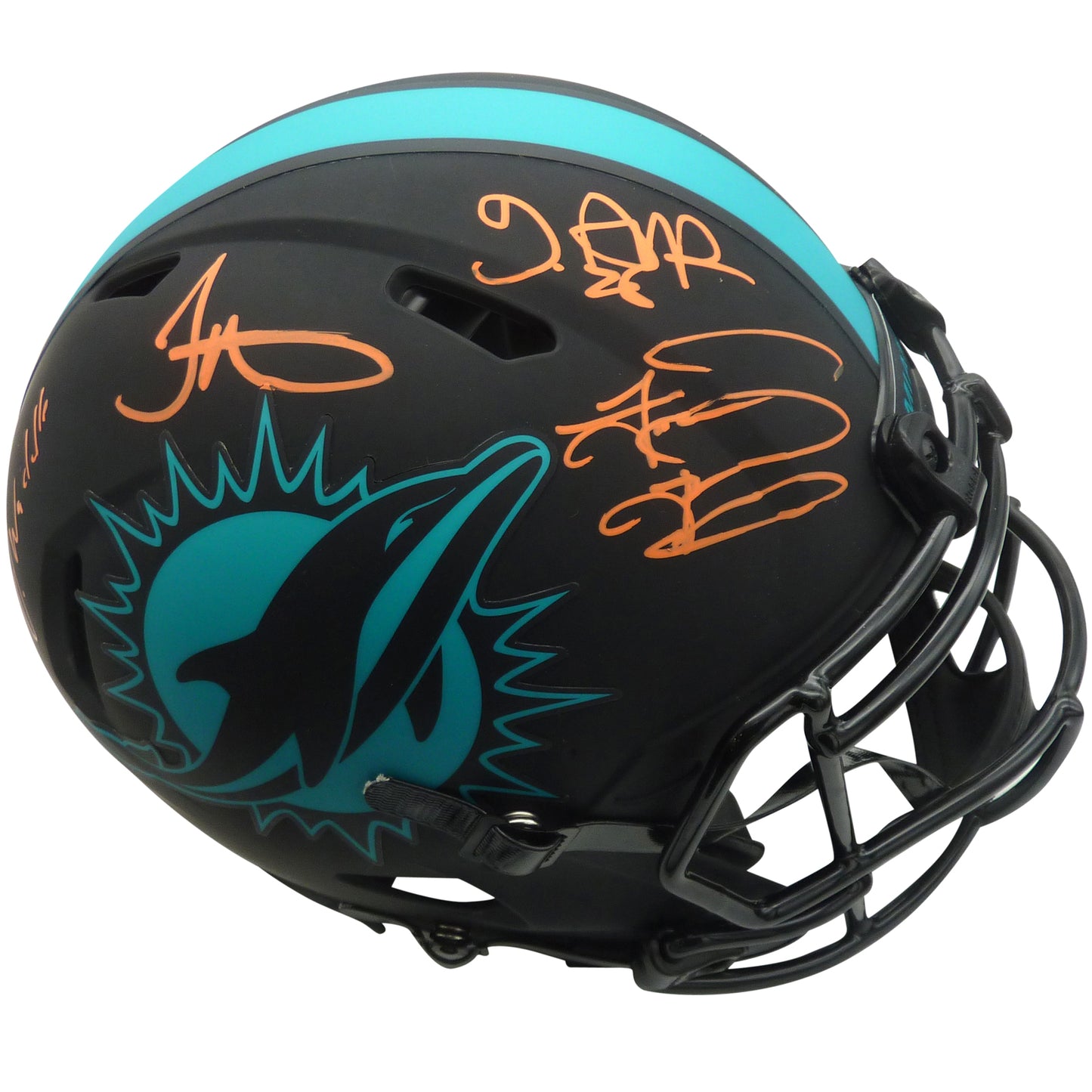 Achane , Hill , Mostert , Tagovailoa and Waddle Autographed Miami Dolphins (ECLIPSE Alternate) Authentic Proline Helmet - Fanatics