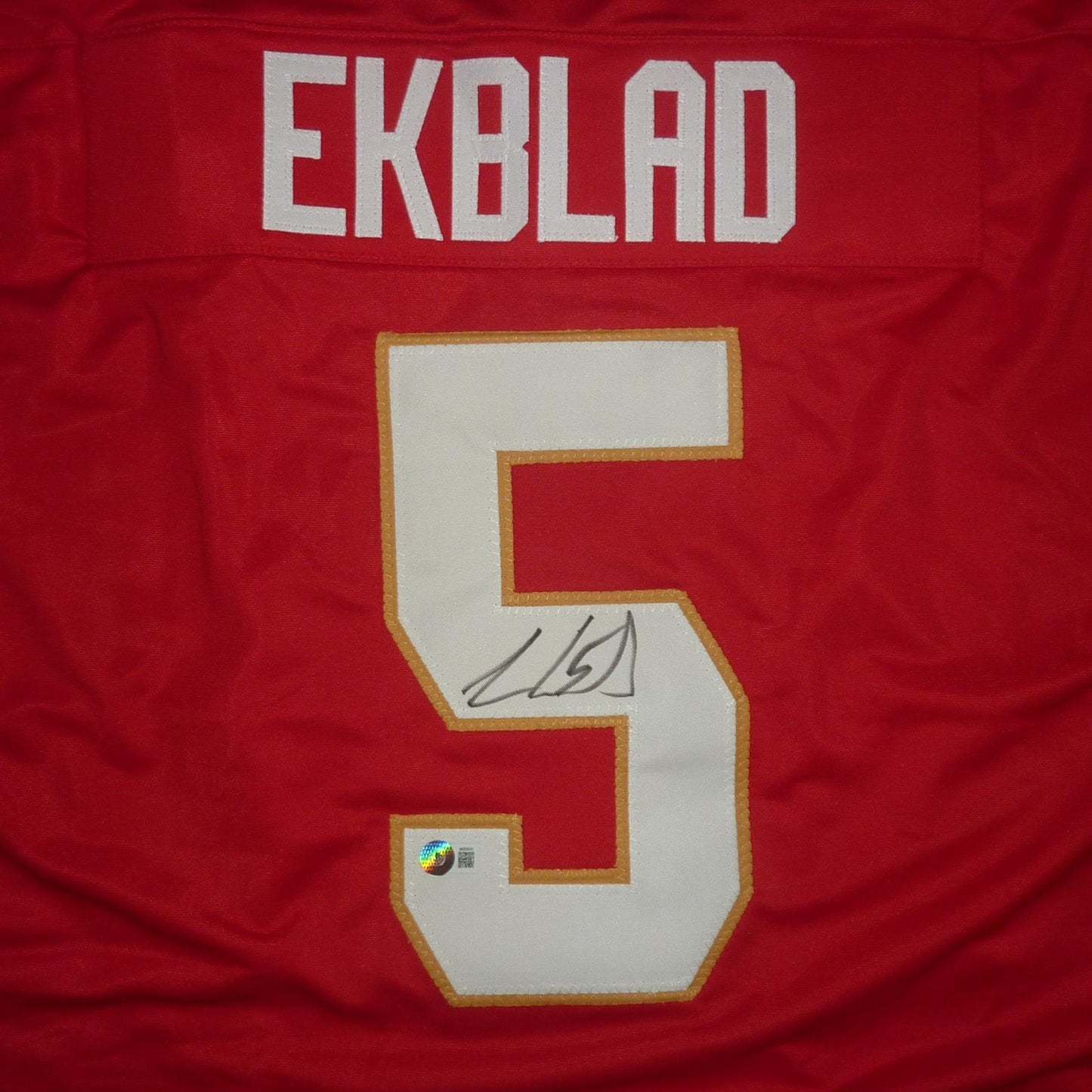 Aaron Ekblad Autographed Florida (Red #5) Custom Hockey Jersey  JSA