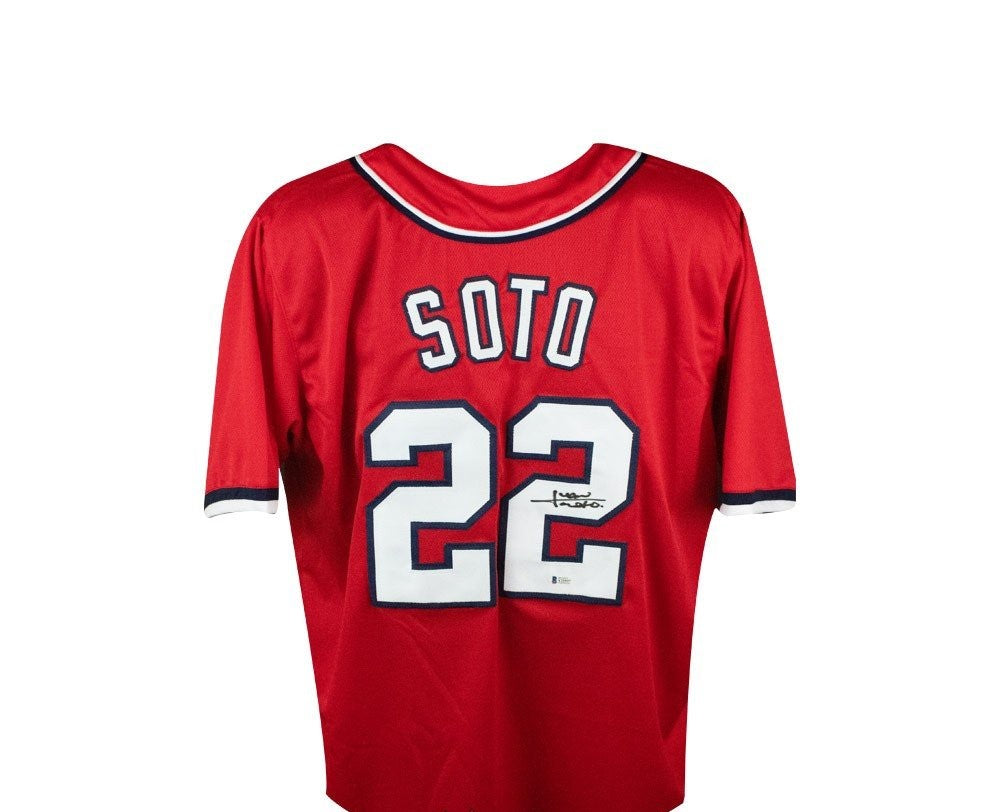 Juan Soto Autographed Washington (Red #22) Custom Jersey - JSA