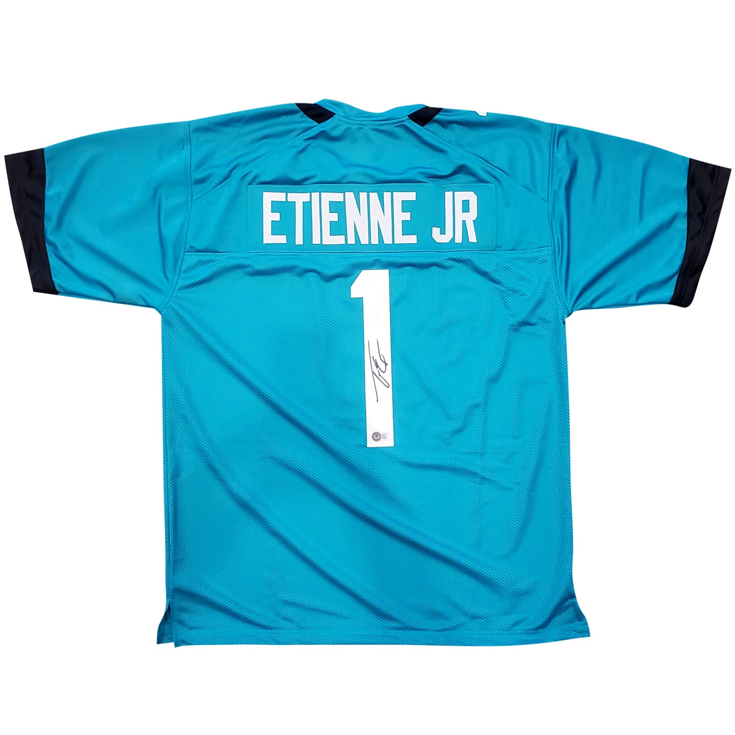 Travis Etienne Autographed Jacksonville (Teal #1) Custom Jersey - Beckett