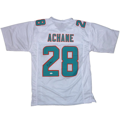 De'Von Achane Autographed Miami (White #28) Custom Jersey - Beckett