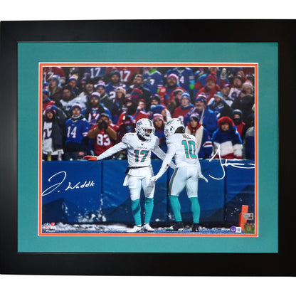 Tyreek Hill And Jaylen Waddle Autographed Miami Dolphins (TD Celebration) Deluxe Framed 16x20 Photo - Beckett