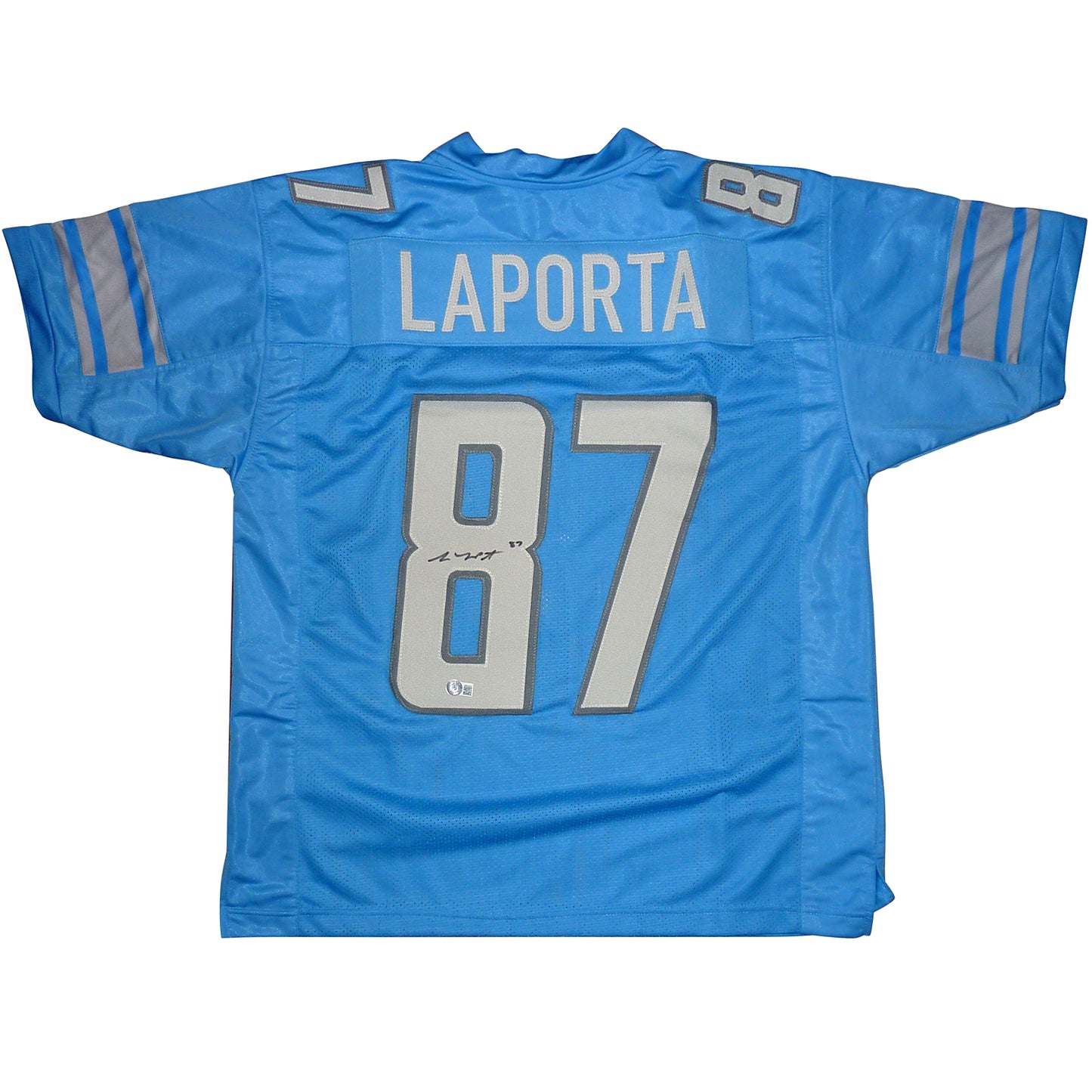 Sam LaPorta Autographed Detroit (Blue #87) Custom Jersey - Beckett