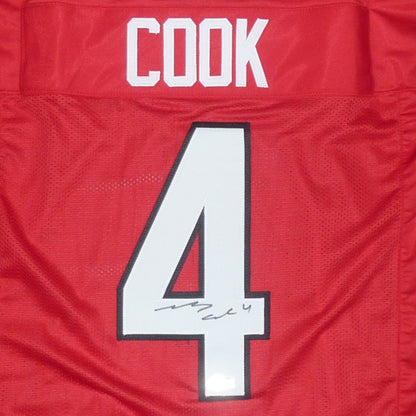 James Cook Autographed Georgia Bulldogs (Red #4) Jersey - Beckett