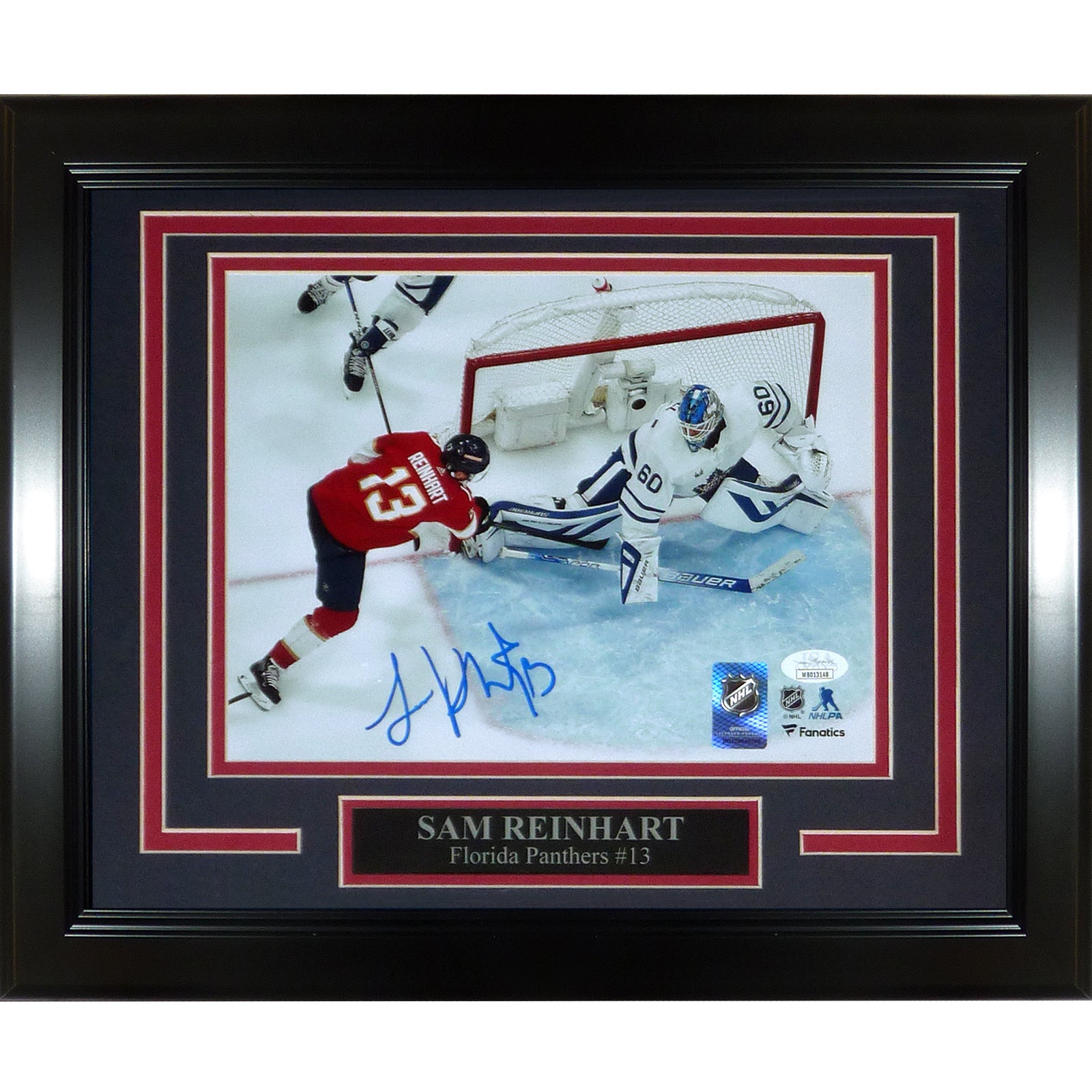 Sam Reinhart Autographed Florida Panthers (ECF GW Goal) Deluxe Framed 8x10 Photo - JSA