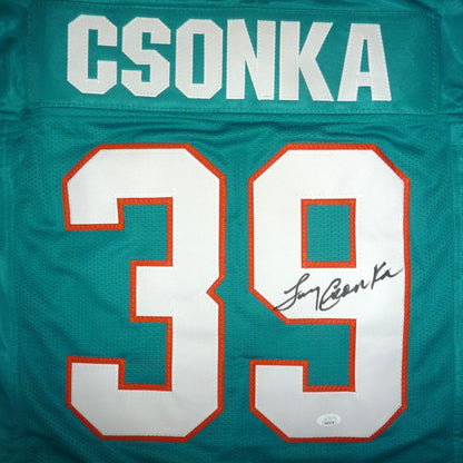 Larry Csonka Autographed Miami (Teal #39) Custom Jersey - JSA