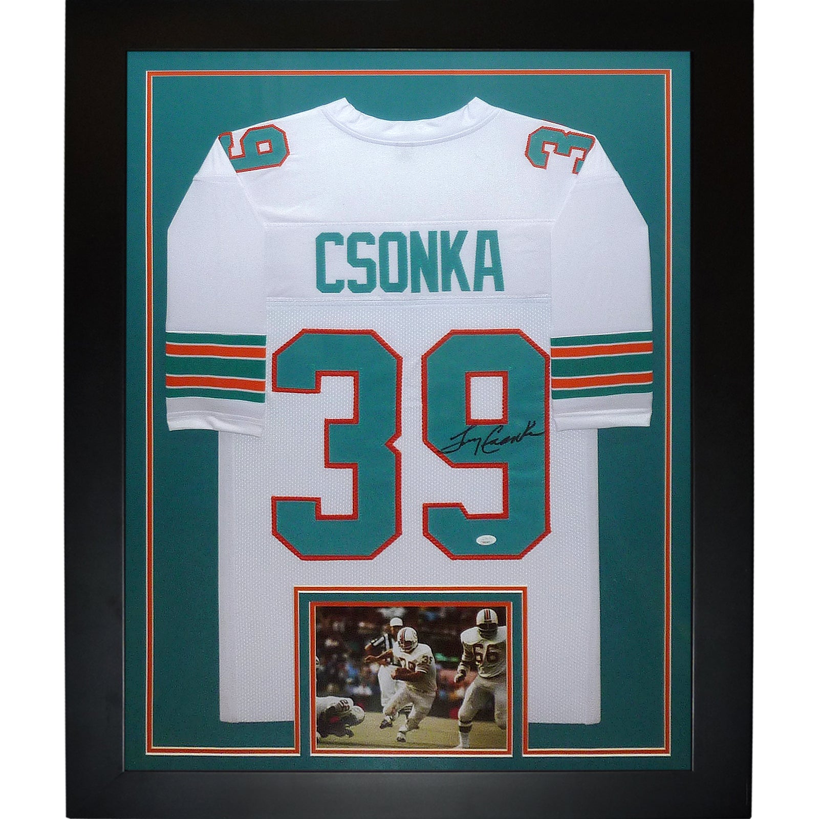 Larry Csonka Autographed Miami Dolphins (White #39) Framed Jersey - JSA