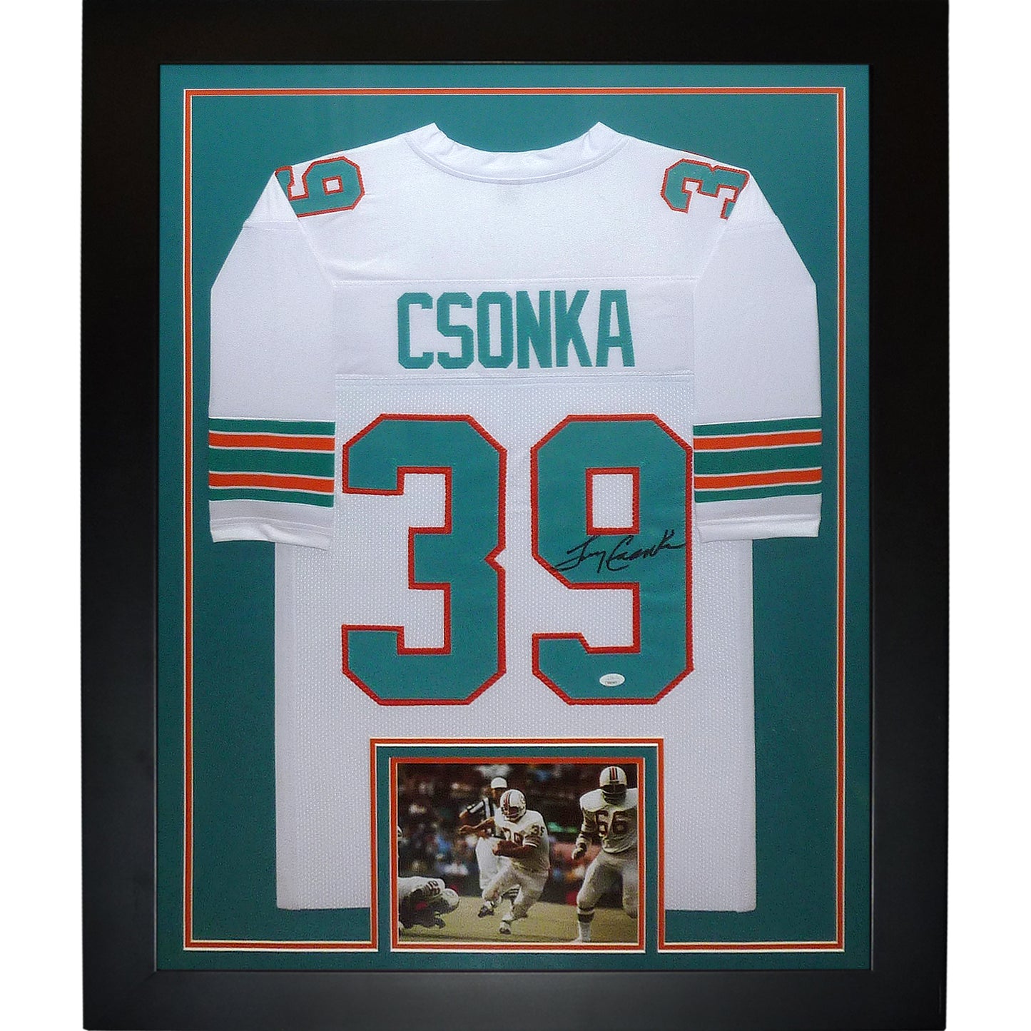 Larry Csonka Autographed Miami Dolphins (White #39) Framed Jersey - JSA