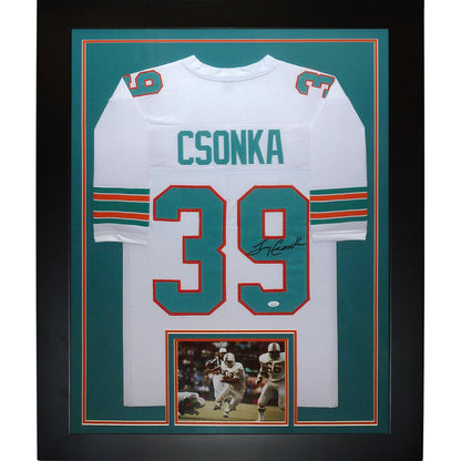 Larry Csonka Autographed Miami Dolphins (White #39) Framed Jersey - JSA