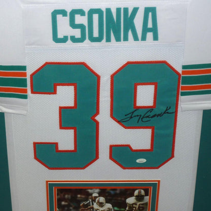 Larry Csonka Autographed Miami Dolphins (White #39) Framed Jersey - JSA