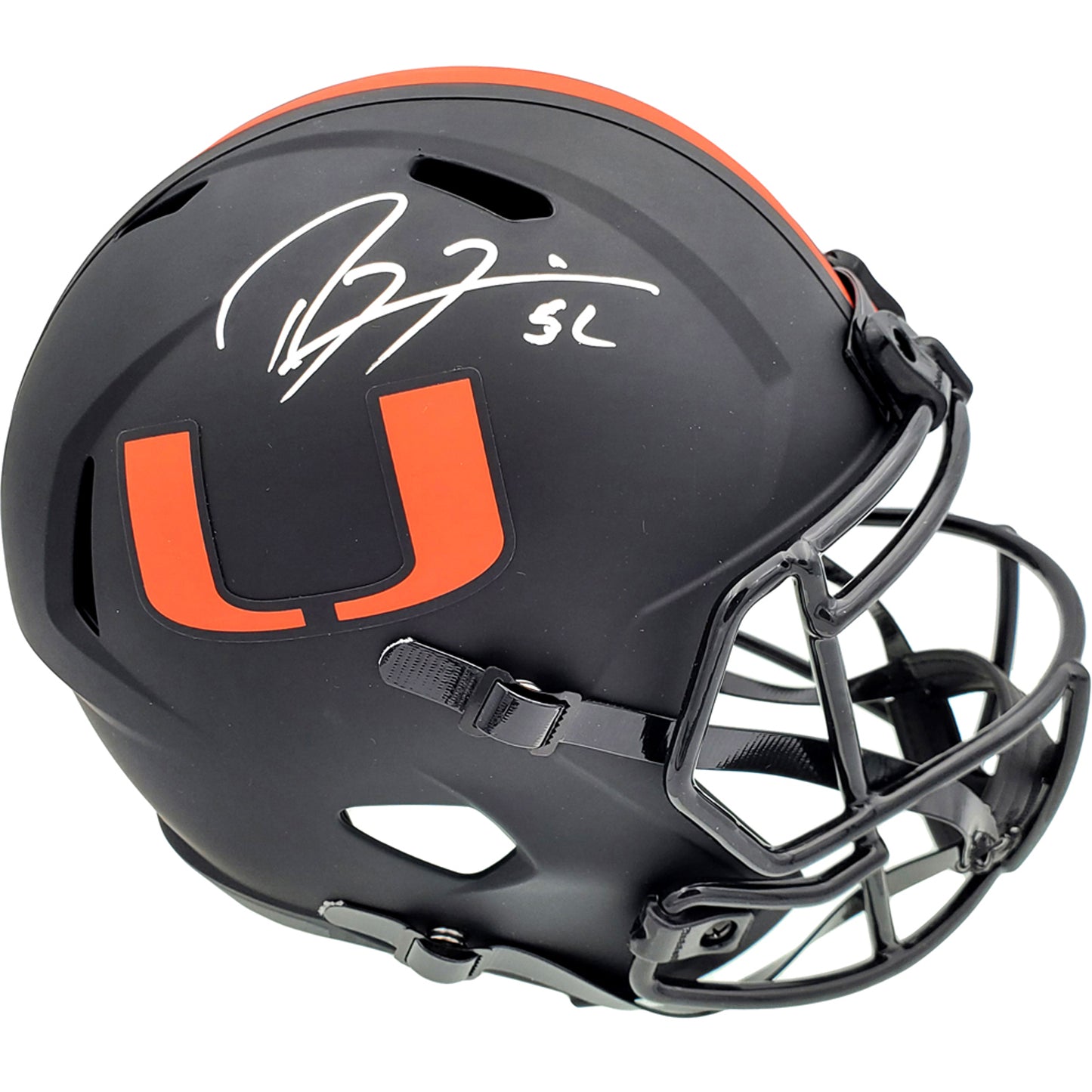 Ray Lewis Autographed Miami Hurricanes (ECLIPSE Alternate) Deluxe Full-Size Replica Helmet - Beckett