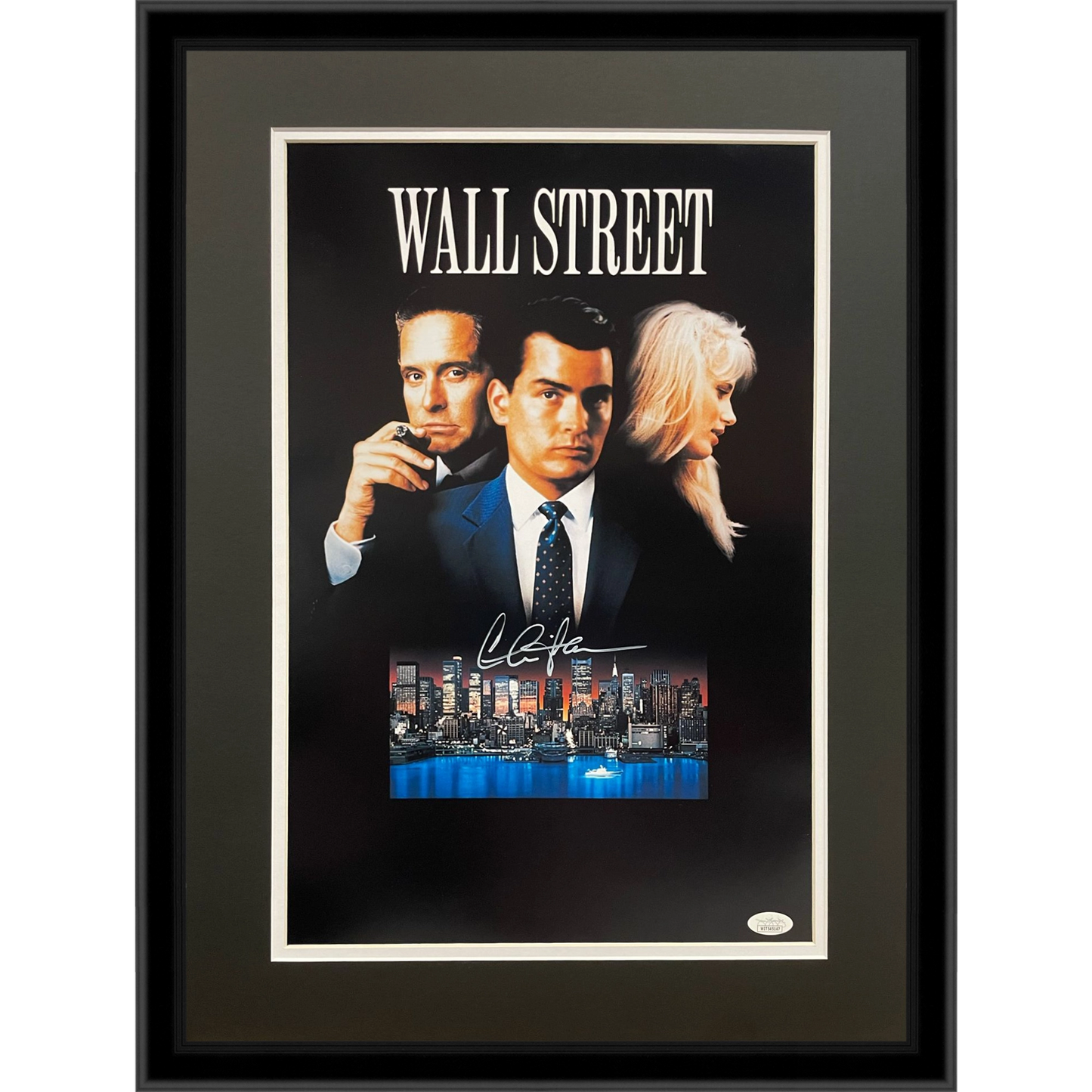 Charlie Sheen Autographed "Wall Street" Deluxe Framed 12x18 Movie Poster - JSA