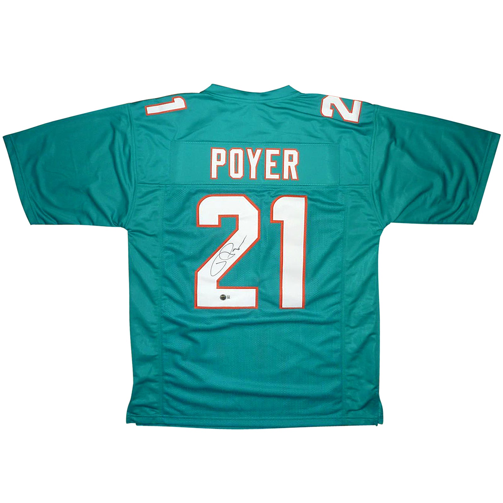 Jordan Poyer Autographed Miami (Teal #21) Custom Jersey - Beckett