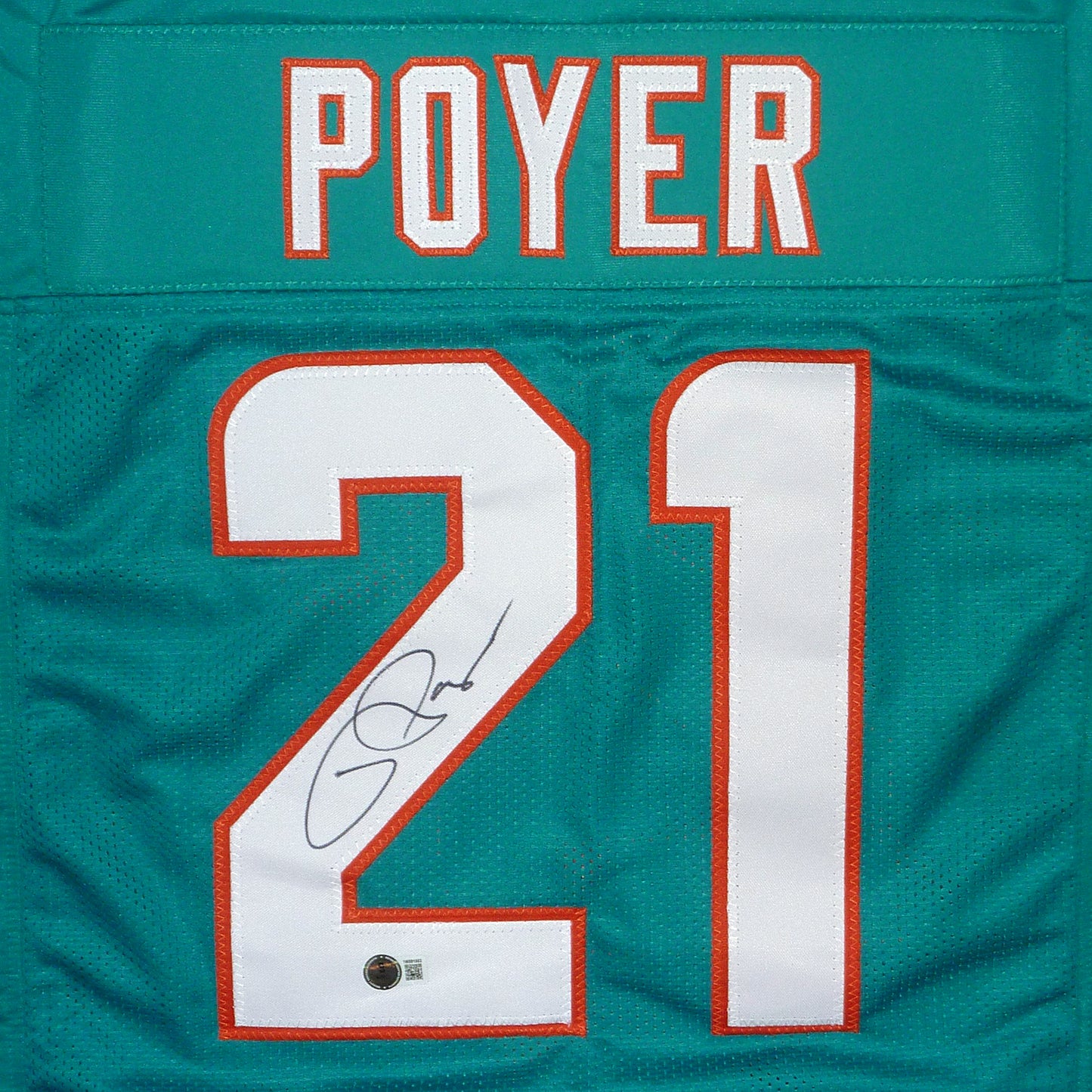 Jordan Poyer Autographed Miami (Teal #21) Custom Jersey - Beckett