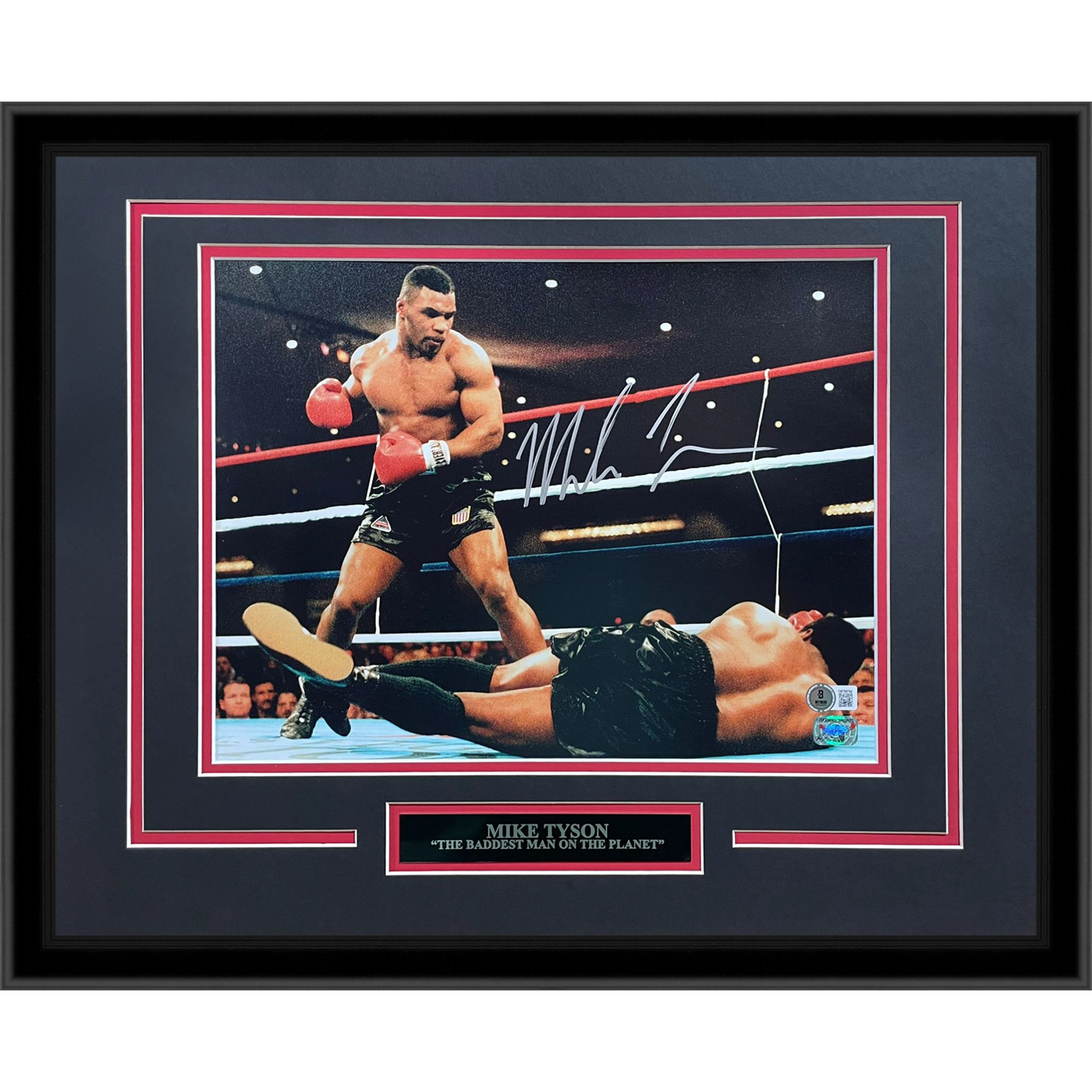 Mike Tyson Autographed Boxing (Knockout) Deluxe Framed 11x14 Photo - Tyson Holo Beckett