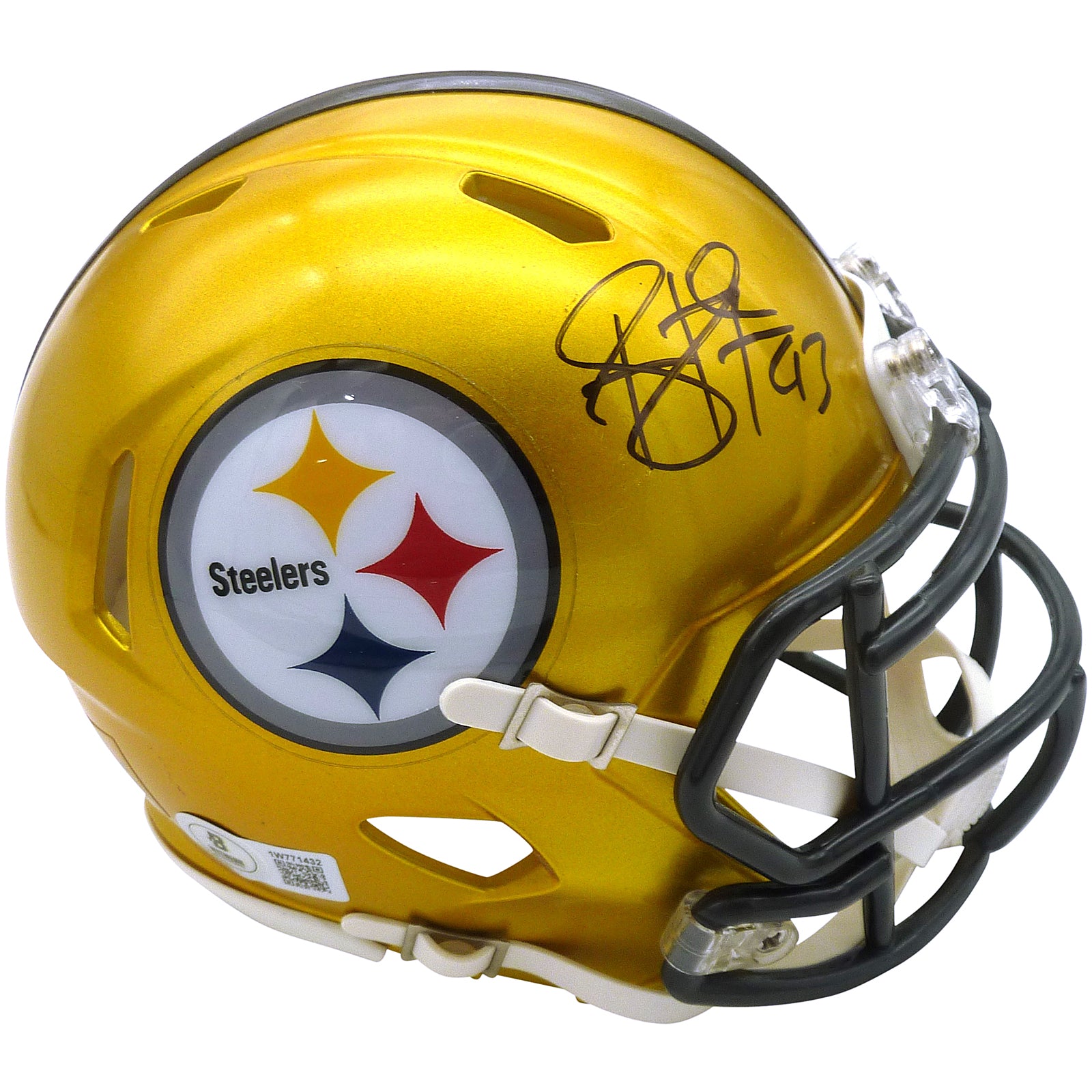 Troy Polamalu Autographed Pittsburgh Steelers (FLASH Alternate) Mini Helmet - Beckett