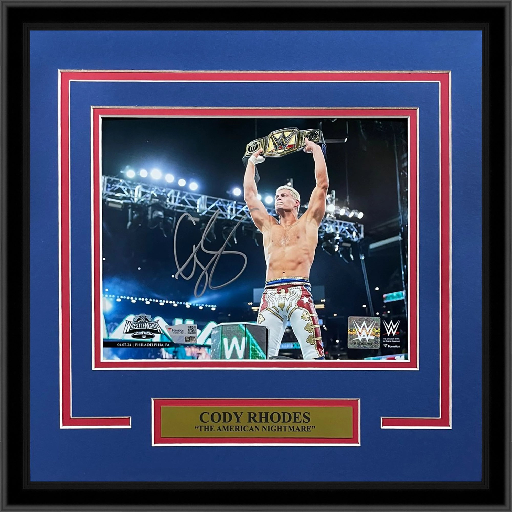 Cody Rhodes Autographed WWE (Wrestlemania 40 Celebration) Deluxe Framed 8x10 Photo - Fanatics