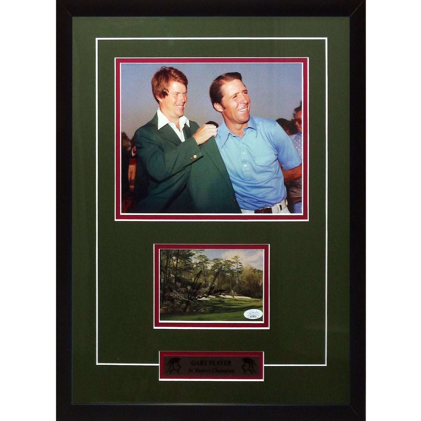 Gary Player Autographed Masters Postcard Deluxe Framed with 8x10 Photo - JSA