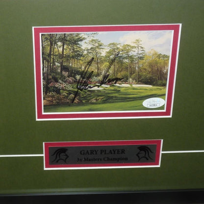 Gary Player Autographed Masters Postcard Deluxe Framed with 8x10 Photo - JSA