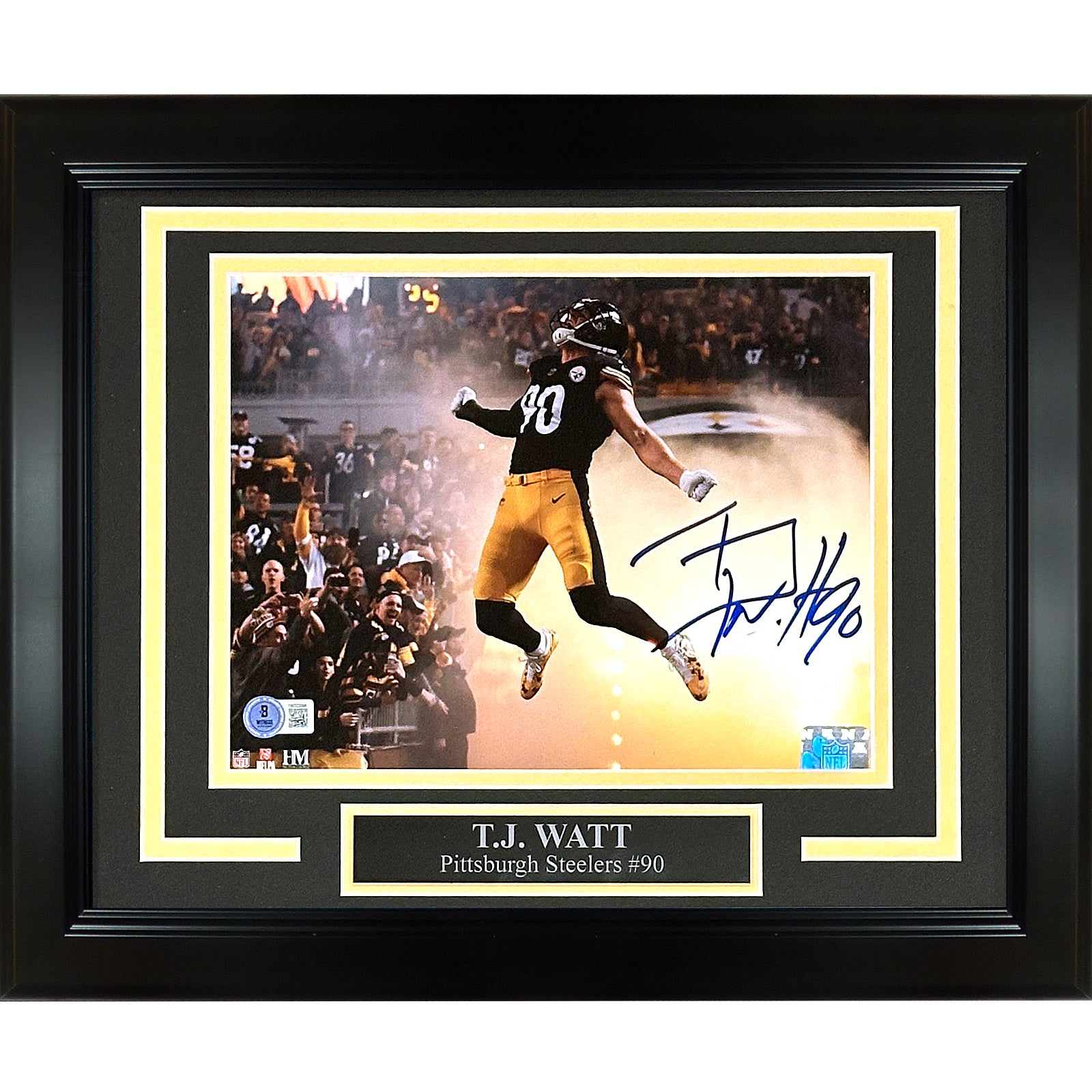 TJ Watt Autographed Pittsburgh Steelers Deluxe Framed 8x10 Photo - Beckett