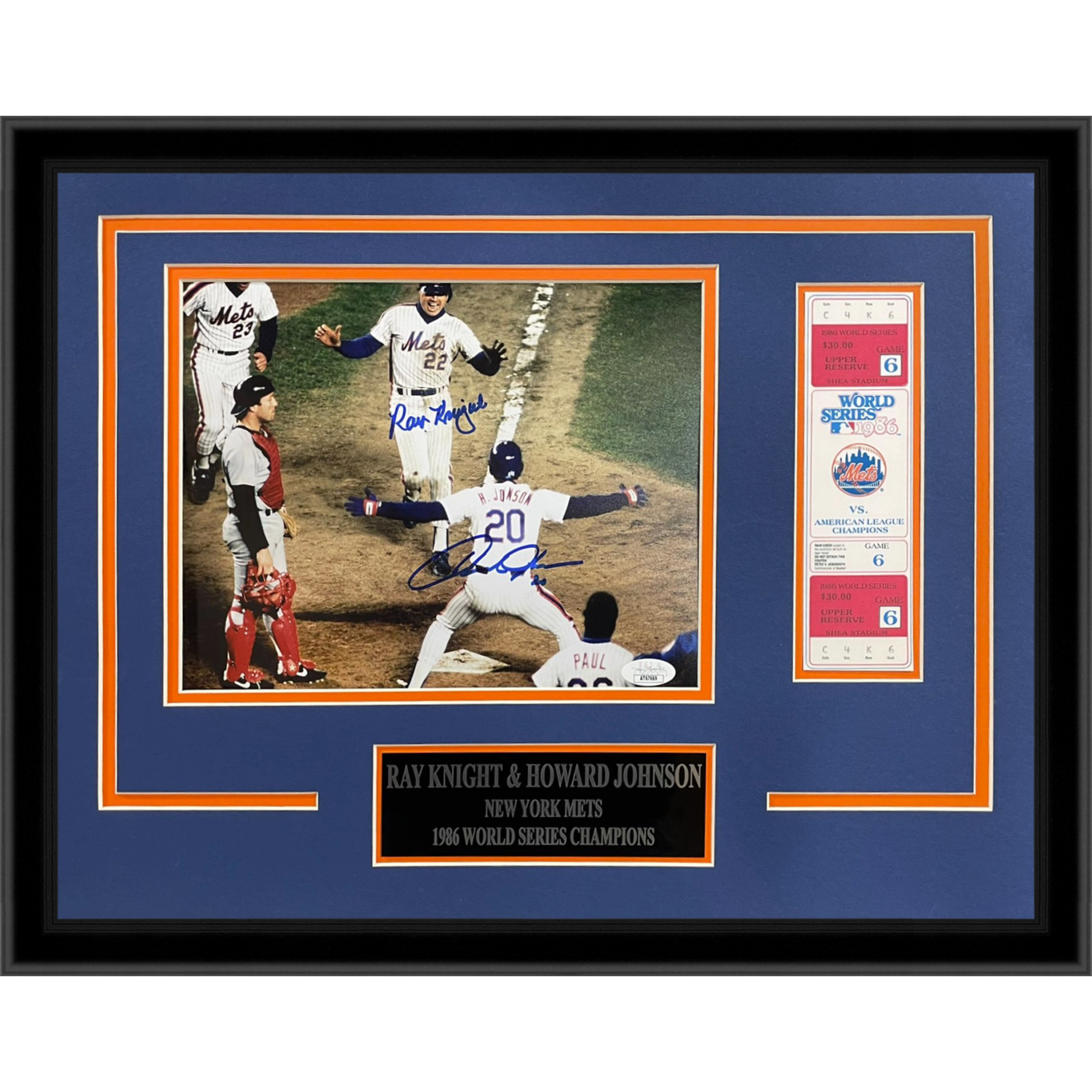 Ray Knight And Howard Johnson Autographed New York Mets (1986 World Series) Deluxe Framed 8x10 Photo - JSA