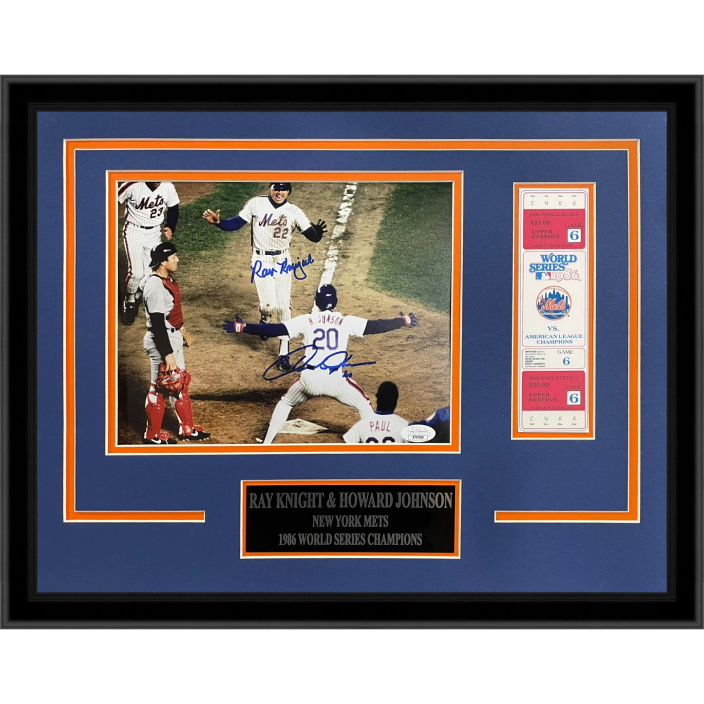 Ray Knight And Howard Johnson Autographed New York Mets (1986 World Series) Deluxe Framed 8x10 Photo - JSA