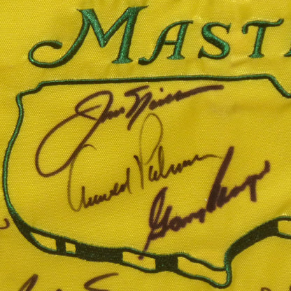 Masters Golf Pin Flag Autographed by 21 Former Champions Deluxe Framed Suede Matting - Nicklaus, Palmer, Player - JSA