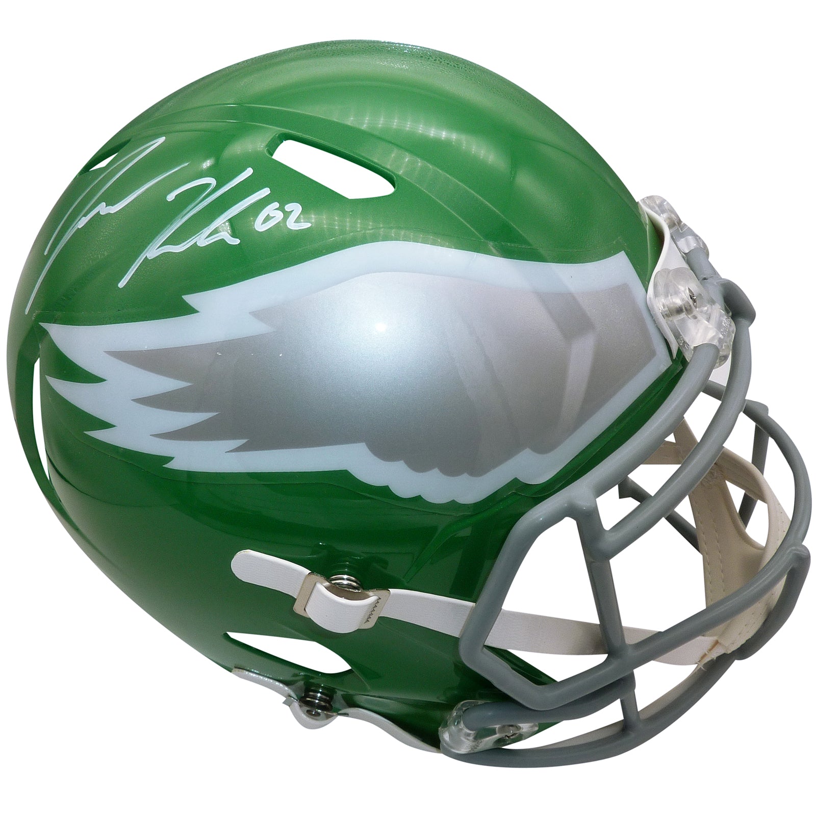 Jason Kelce Autographed Philadelphia Eagles (Throwback Green) Deluxe Full-Size Replica Helmet - JSA