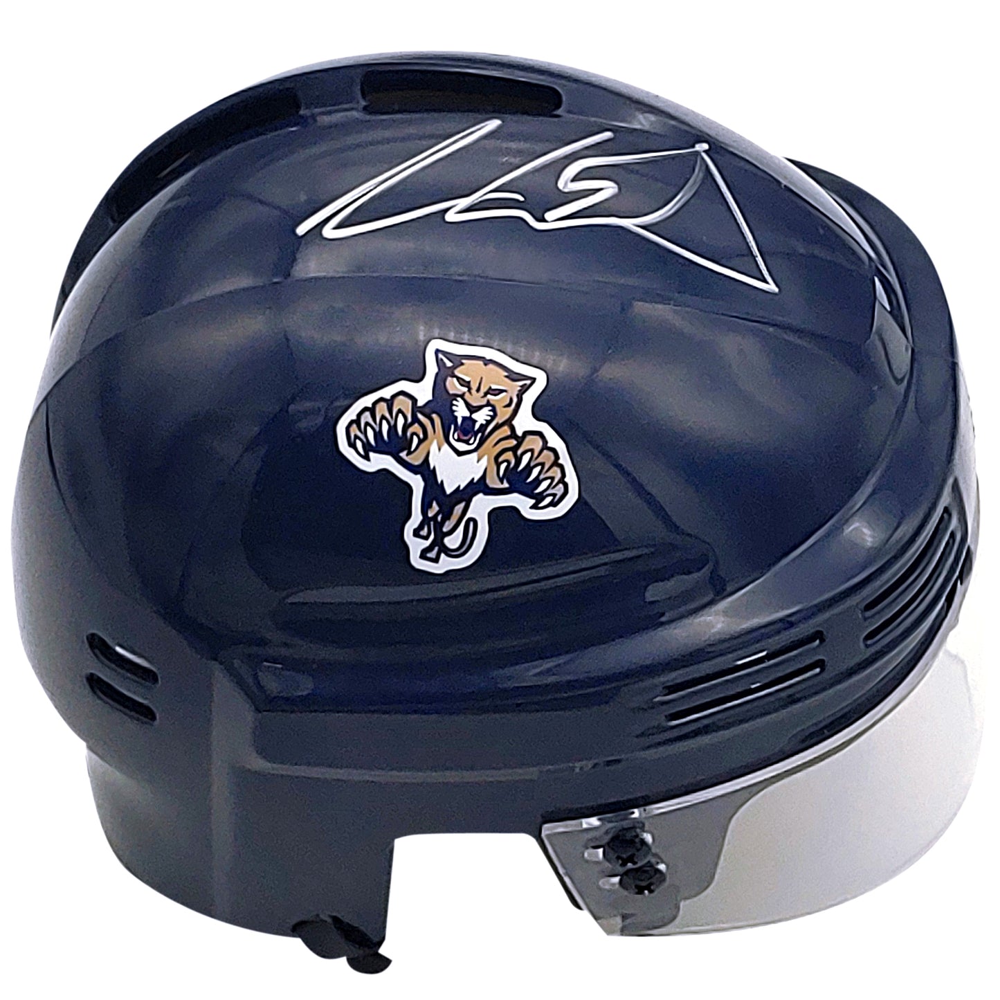 Aaron Ekblad Autographed Florida Panthers Navy Blue Mini Hockey Helmet - JSA