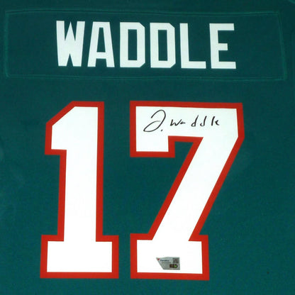 Jaylen Waddle Autographed Miami Dolphins (Teal Throwback #17) Framed Jersey - Fanatics