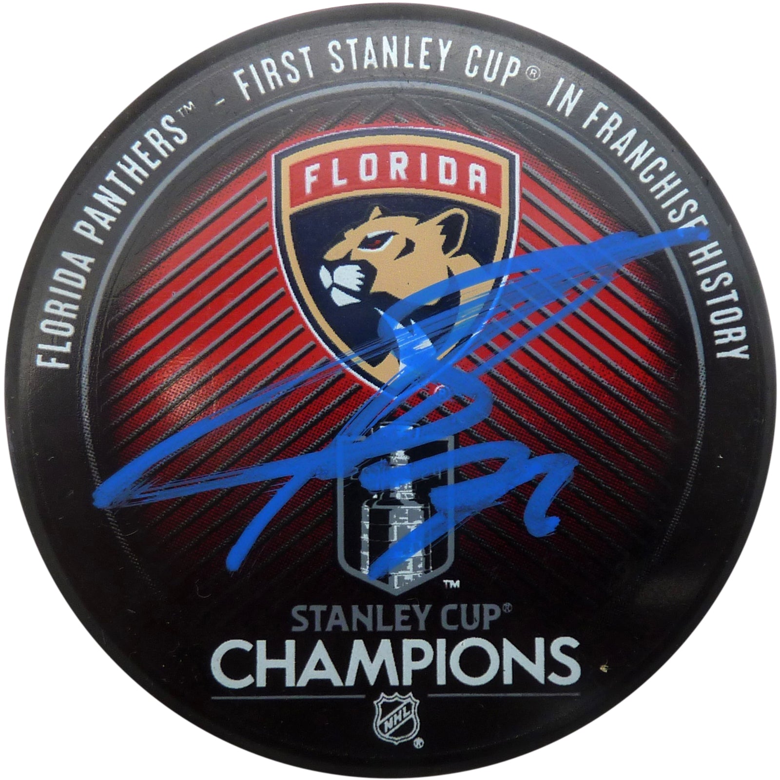 Sergei Bobrovsky Autographed Florida Panthers (2024 Stanley Cup Champs) Hockey Puck - Fanatics