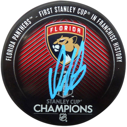 Aleksander Barkov Autographed Florida Panthers (2024 Stanley Cup Champs) Hockey Puck - Fanatics