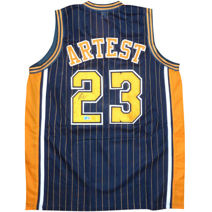 Ron Artest Autographed Indiana (Blue #23) Custom Basketball Jersey - Beckett