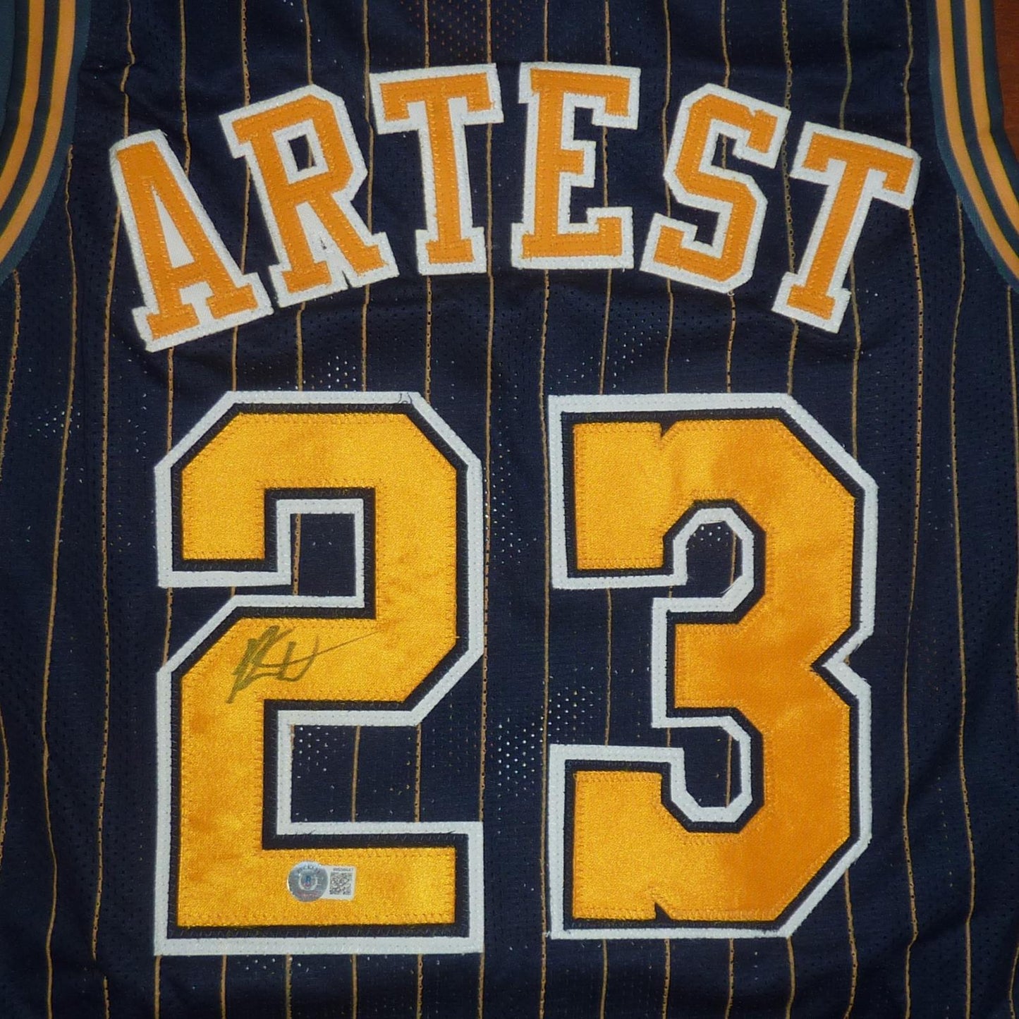 Ron Artest Autographed Indiana (Blue #23) Custom Basketball Jersey - Beckett