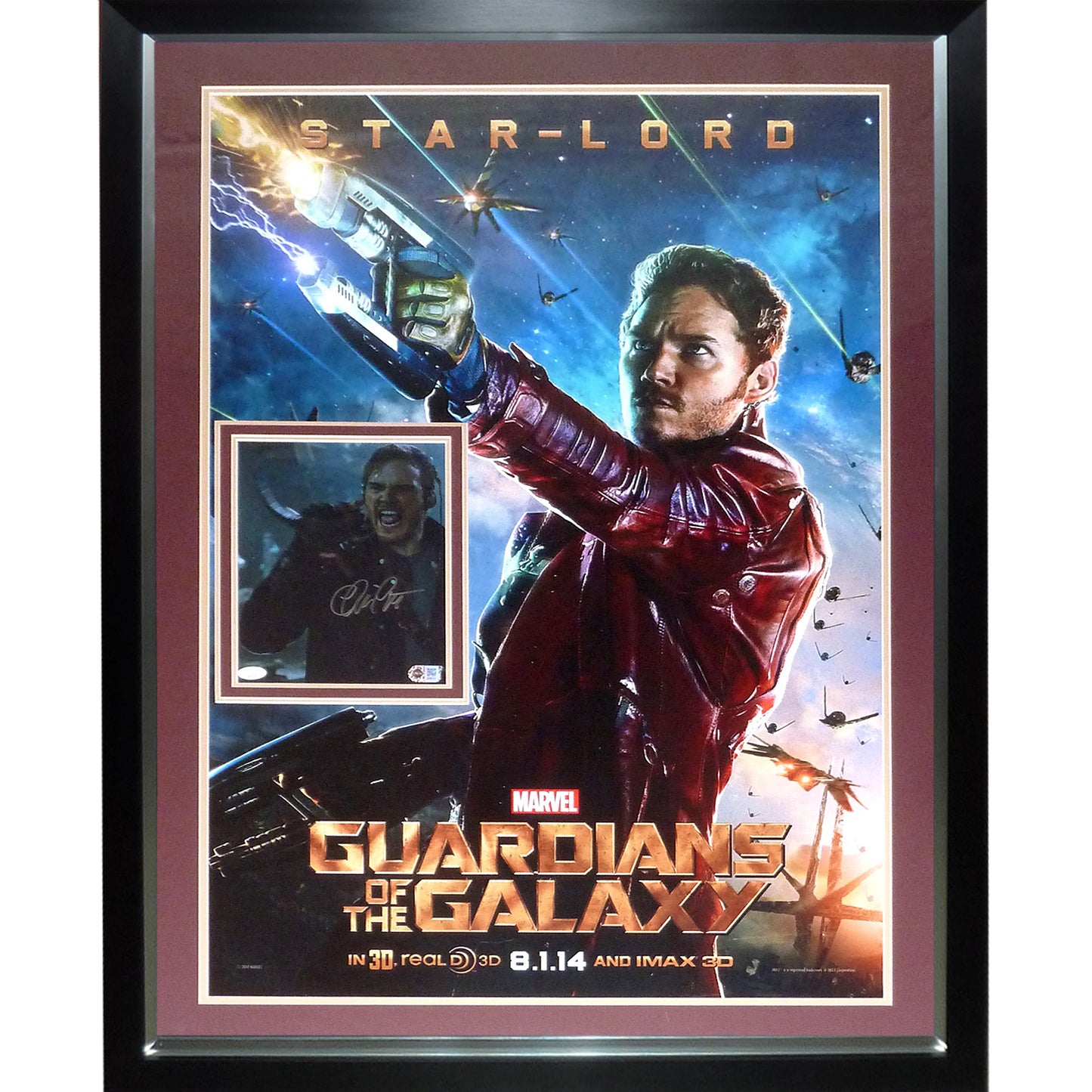 Guardians of the Galaxy Star-Lord Full-Size Movie Poster Deluxe Framed with Chris Pratt Autograph - SWAU