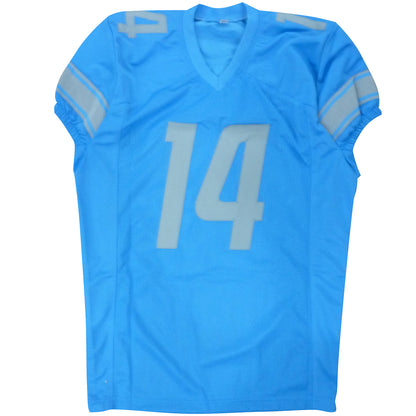 Amon-Ra St Brown Autographed Detroit (Blue #14) Custom Jersey - Beckett